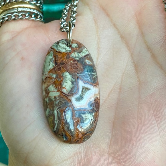 Double layer necklace lava rock red leopard jasper - Picture 8 of 11